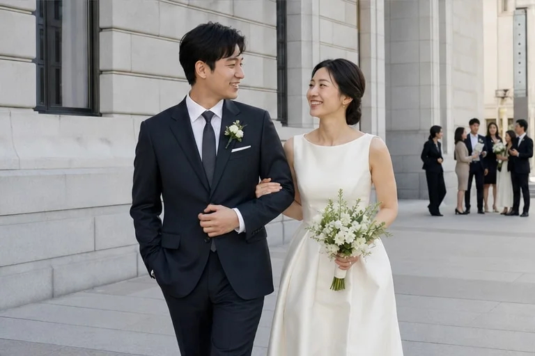 A couple during a wedding portrait